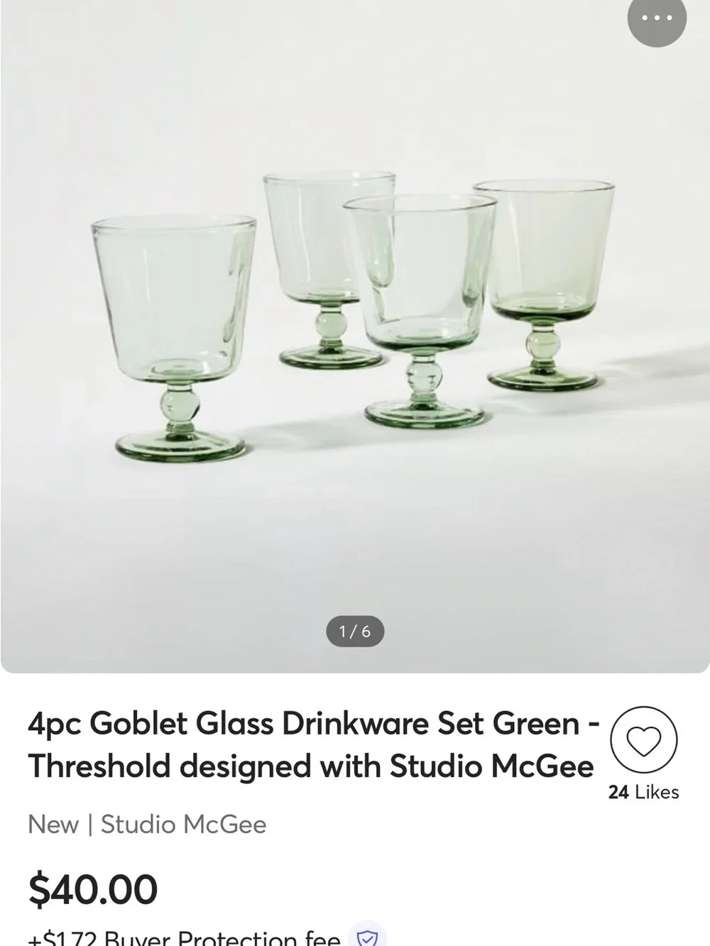 Threshold by Studio McGee Green Goblet Glasses - Set of 4
